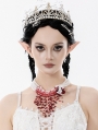 White Gothic Layered Blood Red Pearl Floral Necklace