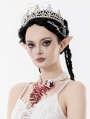 White Gothic Layered Blood Red Pearl Floral Necklace