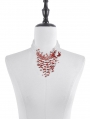 White Gothic Layered Blood Red Pearl Floral Necklace
