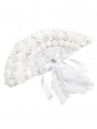 White Gothic Rose Pearl Embellished Lace Fan
