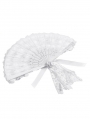 White Gothic Rose Pearl Embellished Lace Fan