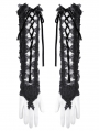 Black Gothic Embroidered Lace Long Gloves