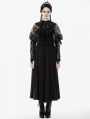 Black Gothic Embroidered Lace Overlay Short Cape for Women