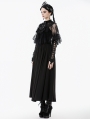 Black Gothic Embroidered Lace Overlay Short Cape for Women