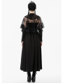 Black Gothic Embroidered Lace Overlay Short Cape for Women