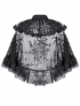 Black Gothic Embroidered Lace Overlay Short Cape for Women