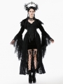 Black Noble Gothic Velvet Raven Feather Cape for Women