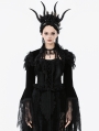 Black Noble Gothic Velvet Raven Feather Cape for Women