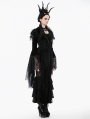 Black Noble Gothic Velvet Raven Feather Cape for Women