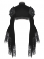 Black Noble Gothic Velvet Raven Feather Cape for Women