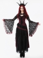 Black and Red Retro Gothic Baroque Lace Cape for Women