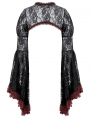 Black and Red Retro Gothic Baroque Lace Cape for Women
