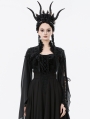 Black Gothic Embroidered Lace Applique Cape for Women