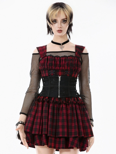 Black Gothic Lace Zip Front Waist Training Corset