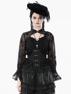 Black Vintage Gothic Coffin Underbust Corset Waistband
