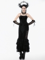 Black Gothic Velvet Lace Ruffled Bustier Top for Women