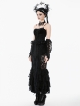 Black Gothic Velvet Lace Ruffled Bustier Top for Women