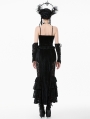 Black Gothic Velvet Lace Ruffled Bustier Top for Women