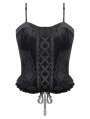 Black Gothic Velvet Lace Ruffled Bustier Top for Women