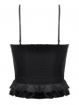 Black Gothic Velvet Lace Ruffled Bustier Top for Women
