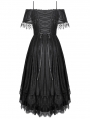 Black Gothic Lace Tassel Off-Shoulder High-Low Party Dress