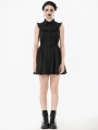 Black Gothic Dolly Sleeveless Button-Front Mini Dress