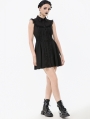 Black Gothic Dolly Sleeveless Button-Front Mini Dress