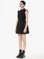 Black Gothic Dolly Sleeveless Button-Front Mini Dress