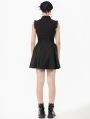 Black Gothic Dolly Sleeveless Button-Front Mini Dress