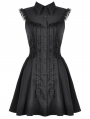 Black Gothic Dolly Sleeveless Button-Front Mini Dress