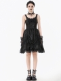 Black Gothic Lolita Priness Lace Strap Short Dress