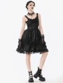 Black Gothic Lolita Priness Lace Strap Short Dress