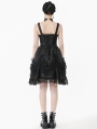 Black Gothic Lolita Priness Lace Strap Short Dress