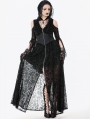 Black Gothic Hooded Cold Shoulder Long Gown