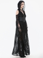 Black Gothic Hooded Cold Shoulder Long Gown