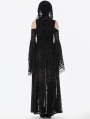 Black Gothic Hooded Cold Shoulder Long Gown