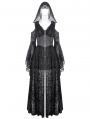 Black Gothic Hooded Cold Shoulder Long Gown
