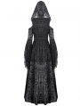 Black Gothic Hooded Cold Shoulder Long Gown