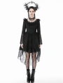 Black Gothic Ruffle Lace Bell Sleeve High-Low Dress
