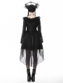 Black Gothic Ruffle Lace Bell Sleeve High-Low Dress