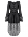 Black Gothic Ruffle Lace Bell Sleeve High-Low Dress