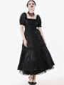 Black Retro Gothic Frill Puff Sleeve Long Dress
