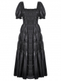 Black Retro Gothic Frill Puff Sleeve Long Dress