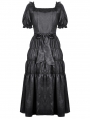 Black Retro Gothic Frill Puff Sleeve Long Dress