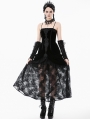 Black Gothic Embroidered Lace Velvet Bustier Long Dress