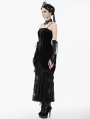 Black Gothic Embroidered Lace Velvet Bustier Long Dress