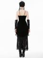 Black Gothic Embroidered Lace Velvet Bustier Long Dress