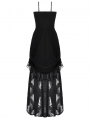 Black Gothic Embroidered Lace Velvet Bustier Long Dress