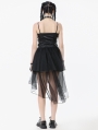 Black Gothic Punk Mesh Spliced Faux Leather Corset Dress