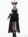 Black Romantic Gothic Irregular Lace Tail Dress